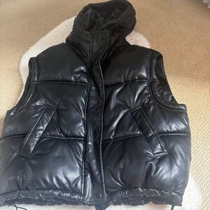 Black Puffer Vest with Hood